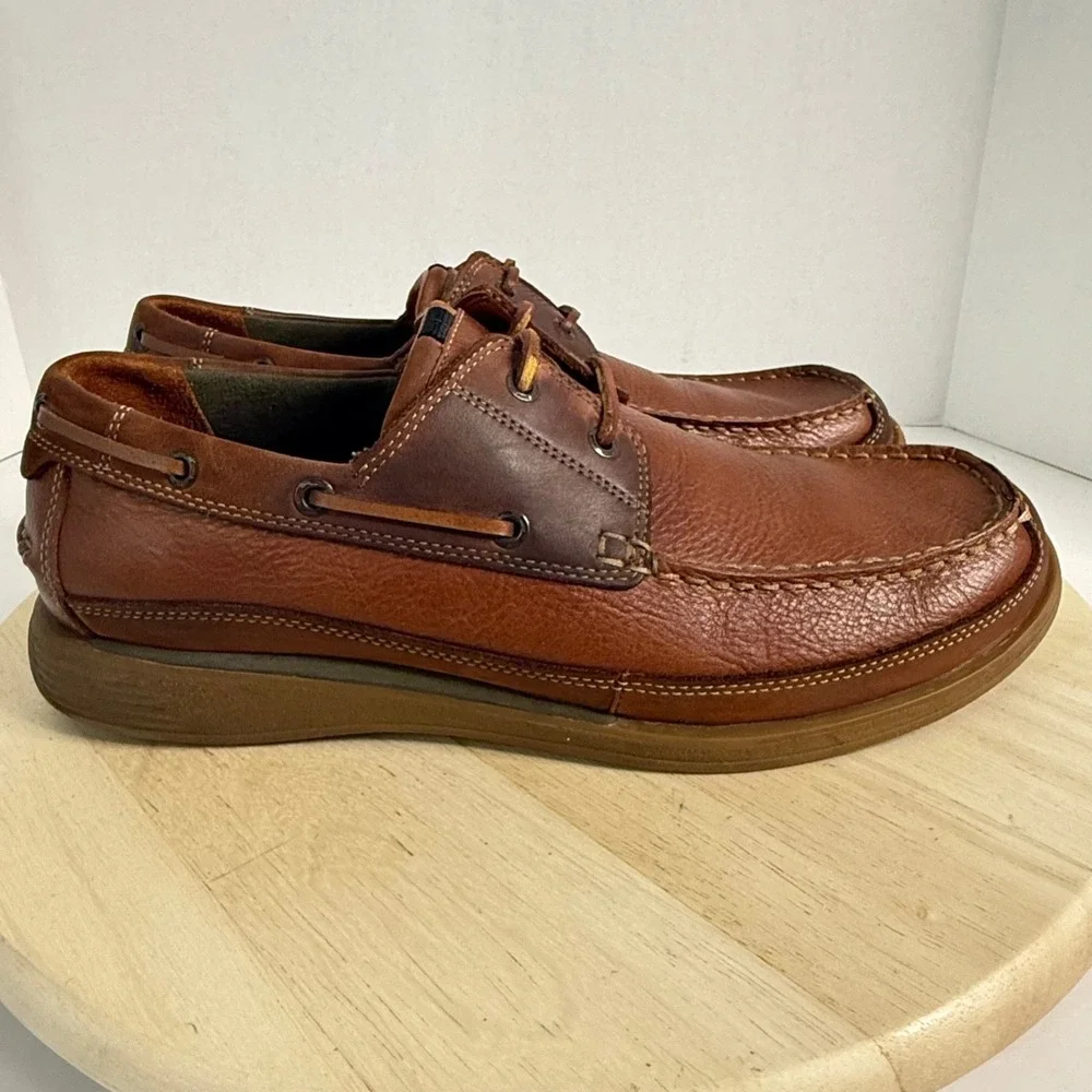 CLARKS Men's Boat Shoes Two-Toned Leather Lace-Up Top-Siders Casual Size 13M